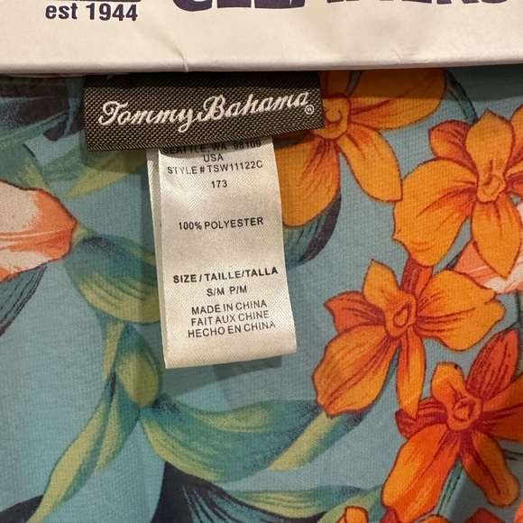 Tommy Bahama Tropical Paradise V-Neck Swim Coverup in Turquoise and Coral - Picture 3 of 5